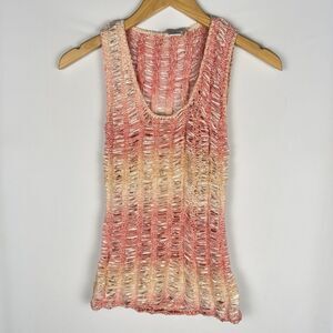 Pink and White Ombre Loose Croche Tank